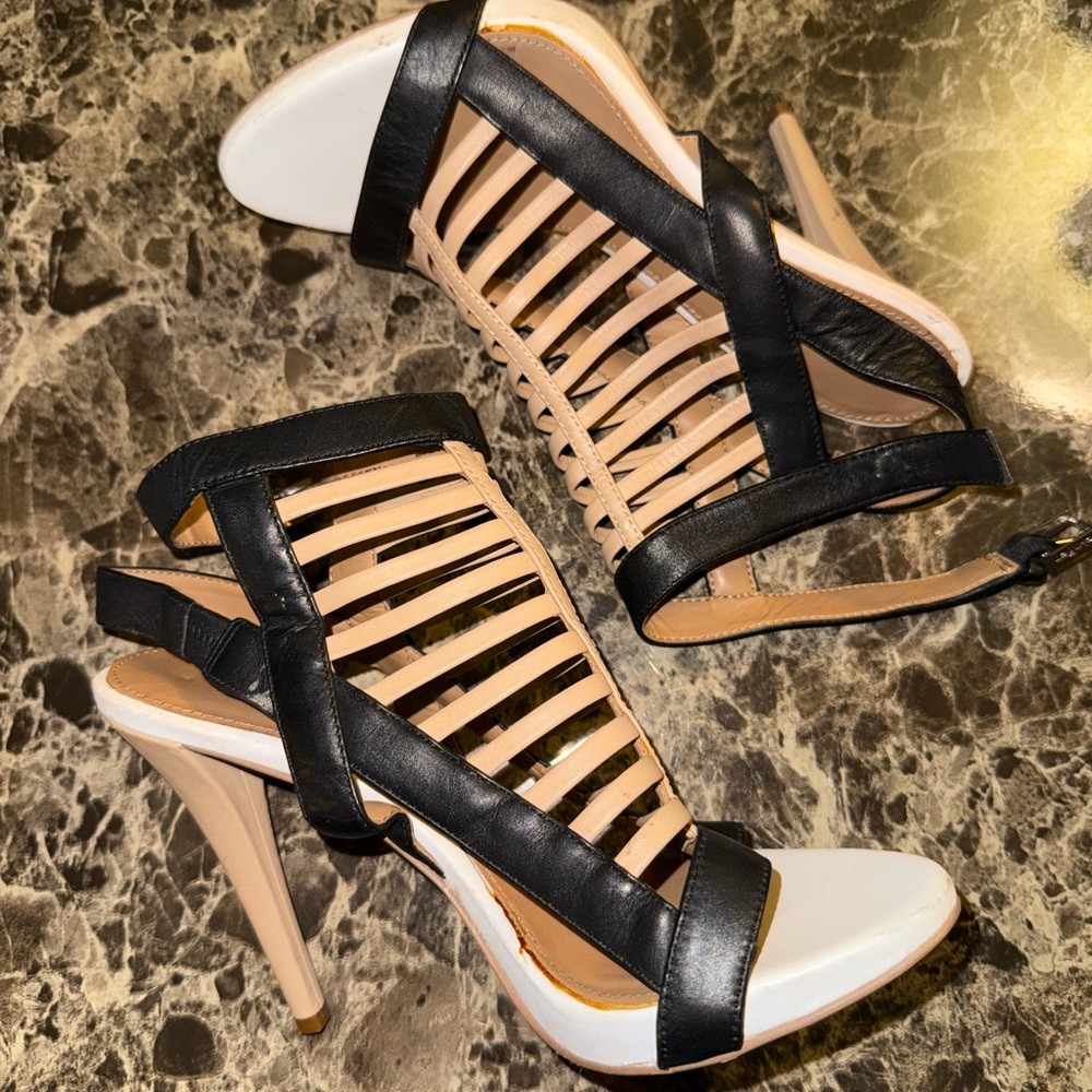 Calvin Klein Black and Cream Strappy Heels